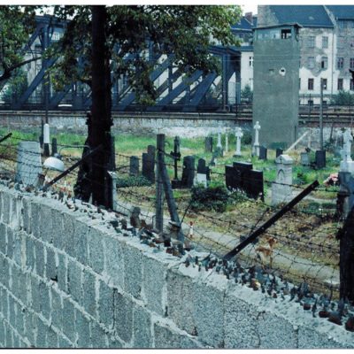 The wall near the Doreenstadt Friedhof II, in Mitte. A piece of the wall still stands here, but the graves have been moved.